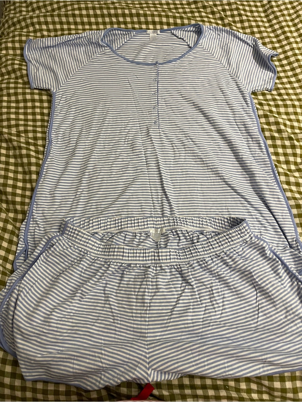Lake Pajamas Striped Pima Shorts Set in Hydrangea Blue size XXL